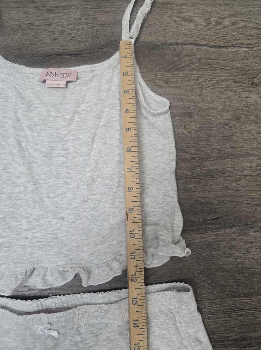 Paris Hilton Loungwear Set Grey Size Small Comfy Scalloped Hems Adjustable Strap - Picture 9 of 11
